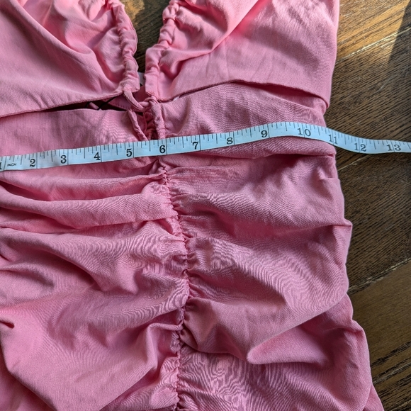 Zara Barbie Pink Cut-out Rushed Halter Mini Dress Womens Size S Cocktail Evening - Picture 13 of 13